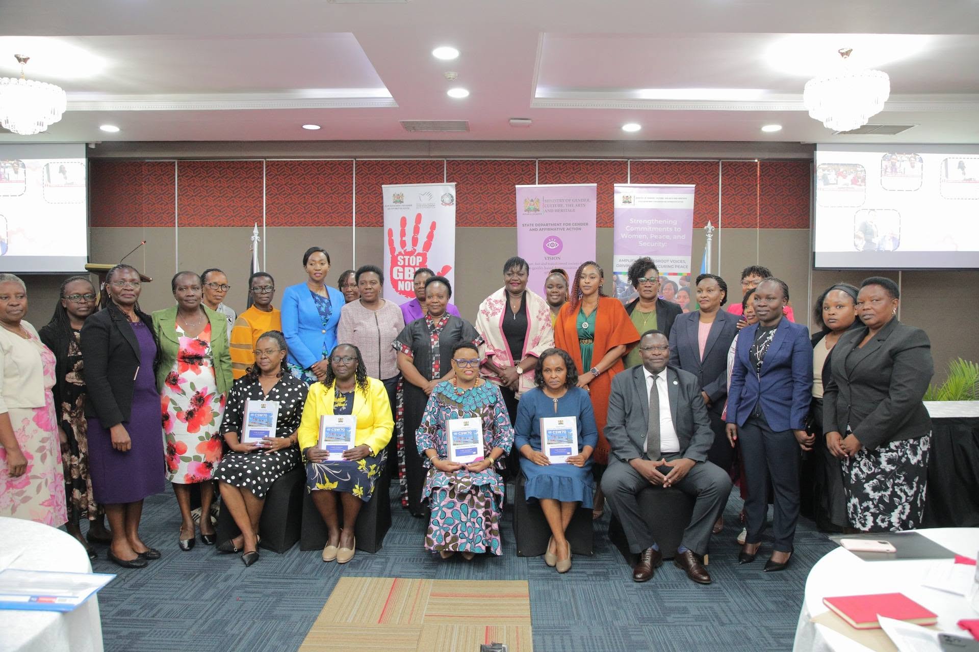 Stakeholders pose for a group photo during the Post-CSW70 National Stakeholders Forum