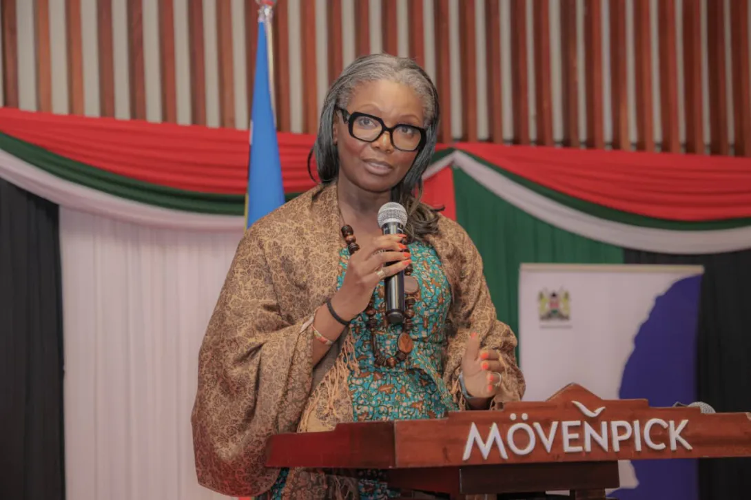 UN Women Country Representative Antonia Sodonon speaking during the second bi-annual National Gender Sector Working Group